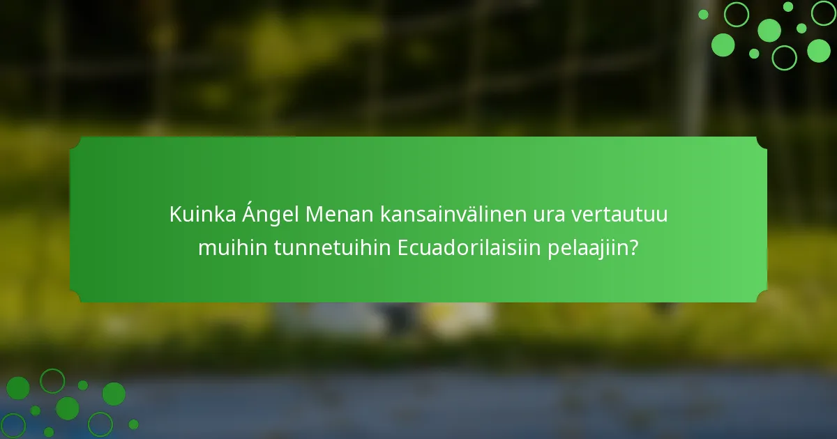 Kuinka Ángel Menan kansainvälinen ura vertautuu muihin tunnetuihin Ecuadorilaisiin pelaajiin?