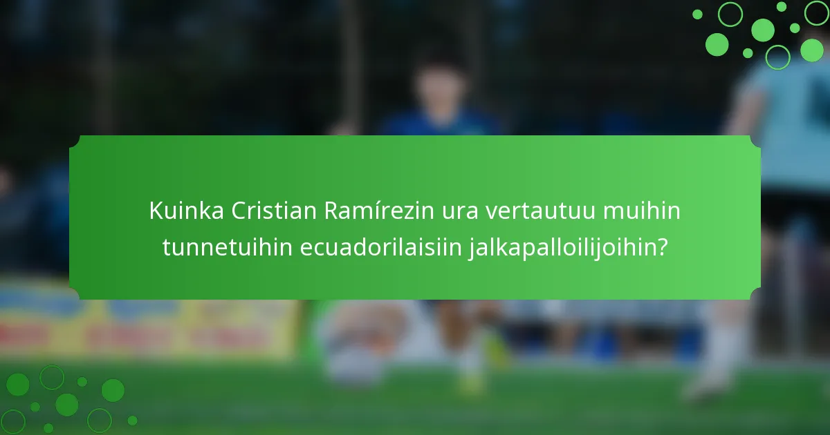Kuinka Cristian Ramírezin ura vertautuu muihin tunnetuihin ecuadorilaisiin jalkapalloilijoihin?