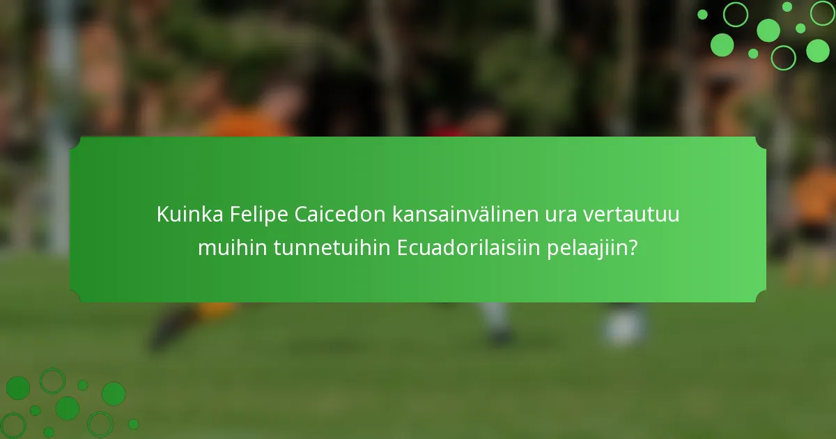 Kuinka Felipe Caicedon kansainvälinen ura vertautuu muihin tunnetuihin Ecuadorilaisiin pelaajiin?