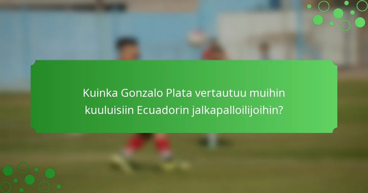 Kuinka Gonzalo Plata vertautuu muihin kuuluisiin Ecuadorin jalkapalloilijoihin?