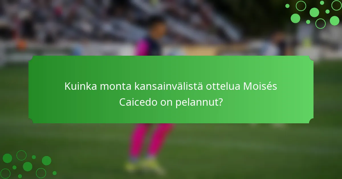 Kuinka monta kansainvälistä ottelua Moisés Caicedo on pelannut?