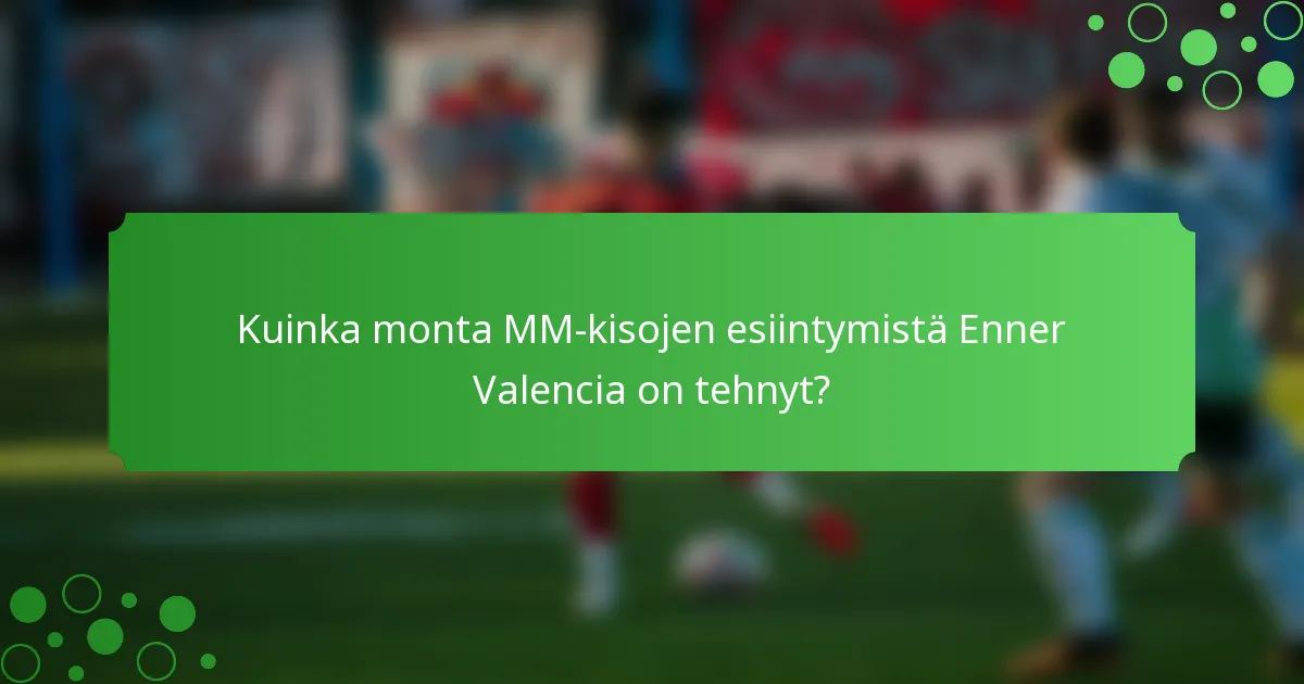 Kuinka monta MM-kisojen esiintymistä Enner Valencia on tehnyt?