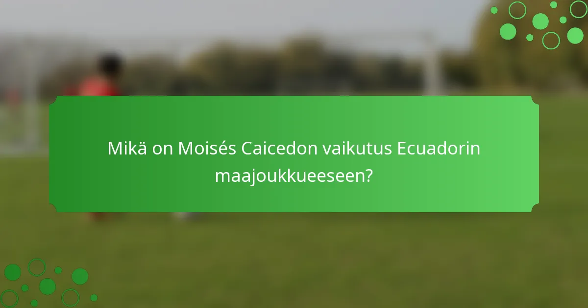 Mikä on Moisés Caicedon vaikutus Ecuadorin maajoukkueeseen?