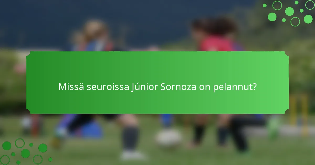 Missä seuroissa Júnior Sornoza on pelannut?
