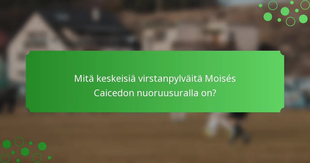 Mitä keskeisiä virstanpylväitä Moisés Caicedon nuoruusuralla on?