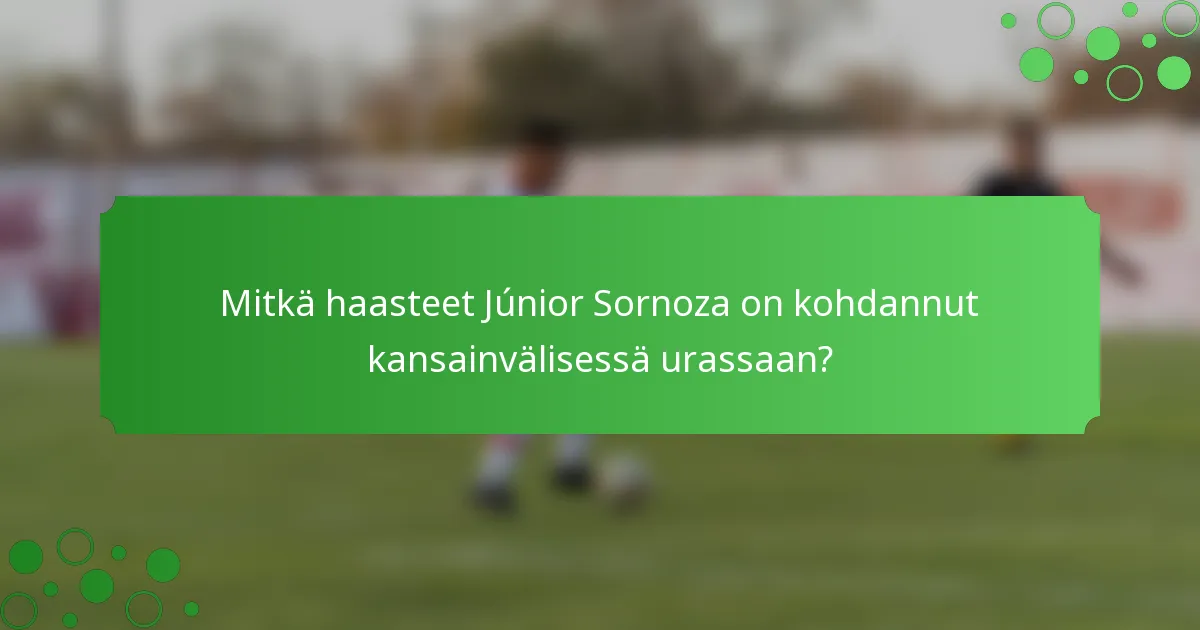 Mitkä haasteet Júnior Sornoza on kohdannut kansainvälisessä urassaan?